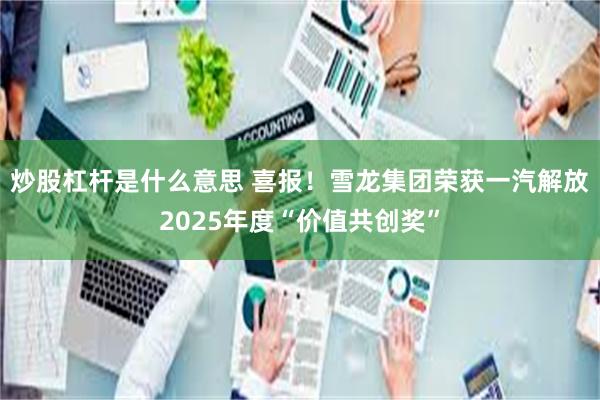 炒股杠杆是什么意思 喜报!雪龙集团荣获一汽解放2025年度“价值共创奖”